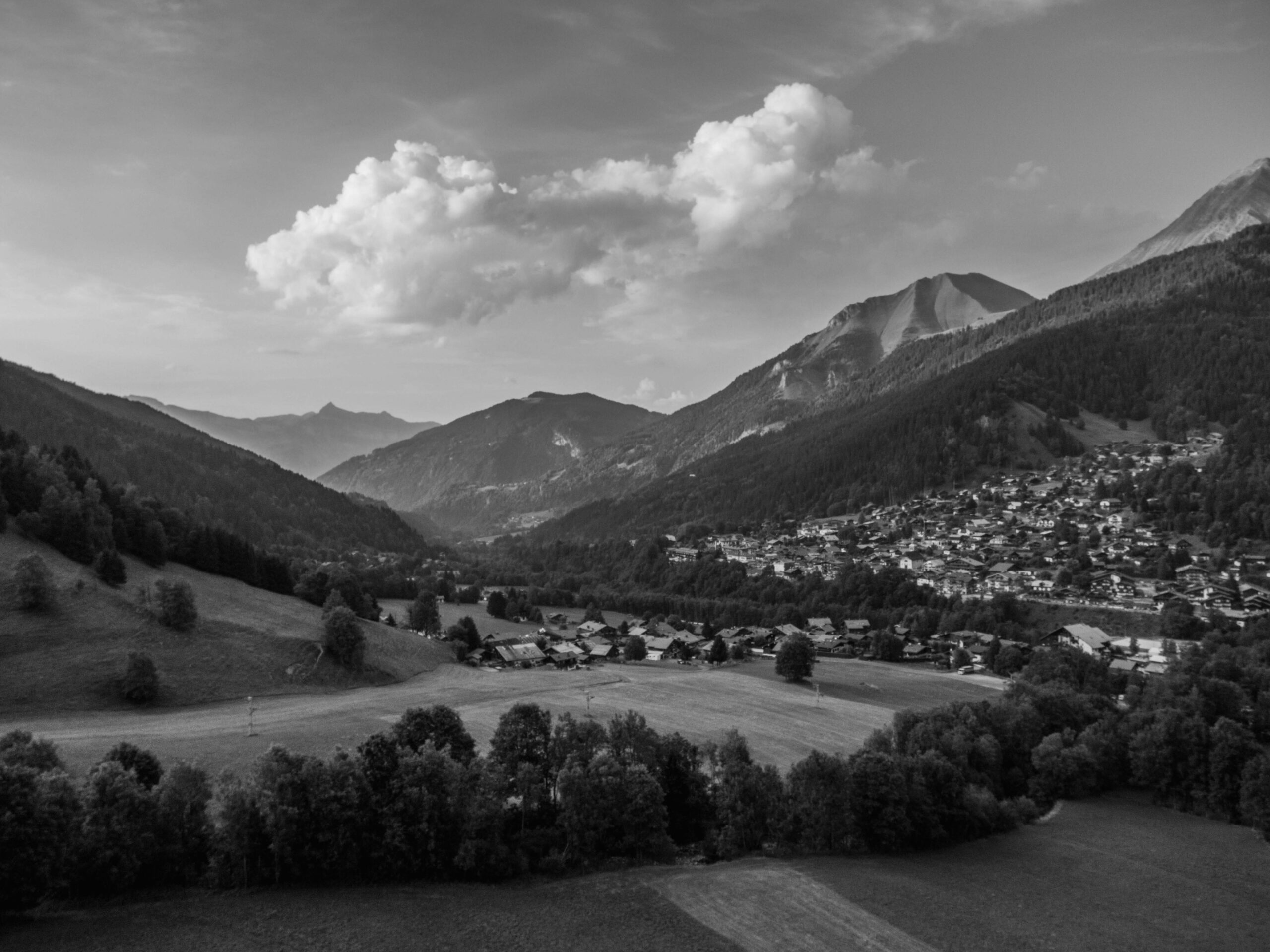 Village au drone - Noir et blanc